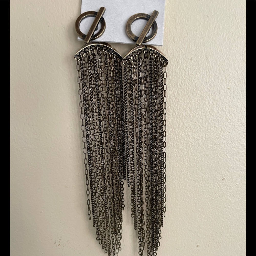 Free People Gold and Brass Chain Earrings - Picture 3 of 7